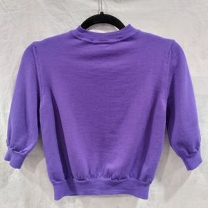 Bartolini 100% merino wool made in Italy cropped purple sweater in medium EUC